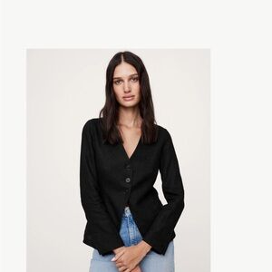 Banana republic women’s linen Black Button-Up Blazer top 4